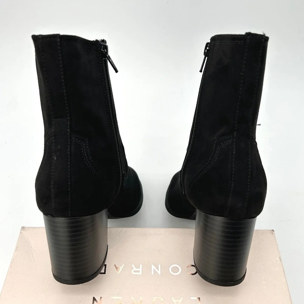 Womens Ankle Boots LC Lauren Conrad Philliss Sz 8.5 Black Faux Suede Western NEW